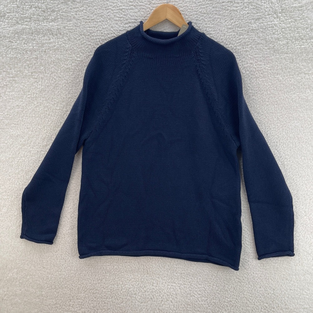 J Crew Sweater Mens M Navy Blue Roll Neck Oarsman Preppy Outdoor Fisherman